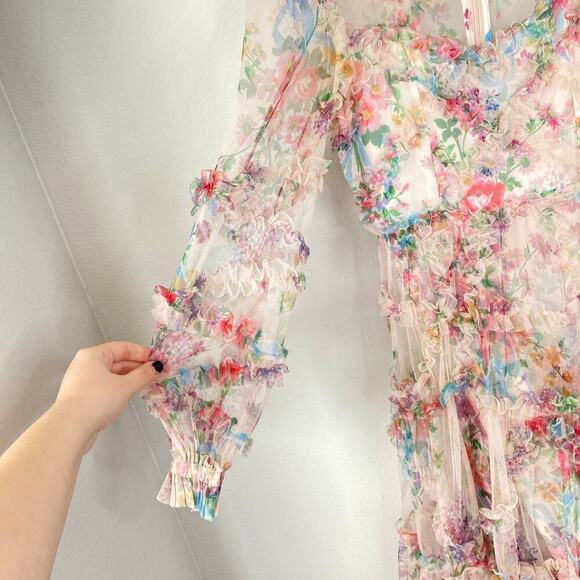 UNTAMED PETALS By Amanda Judge Dreamer Maxi Dress Floral Mesh Size Medium - Picture 8 of 13